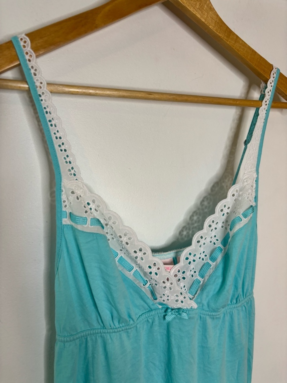 Victoria’s Secret Lace Eyelet Trim Turquoise Chemise Nightdress Women Intimates - Picture 5 of 7